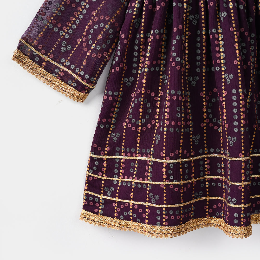 Girls Chiffon 3Pcs Sona Rani - Purple