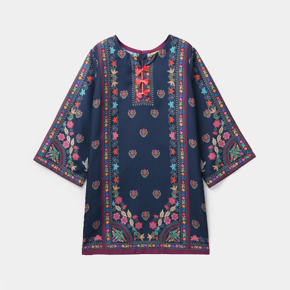 Girls Poly Twill Printed 2Pcs - Blue