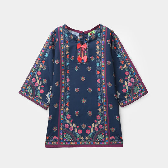 Infant Girls Poly Twill Printed 2Pcs - Blue