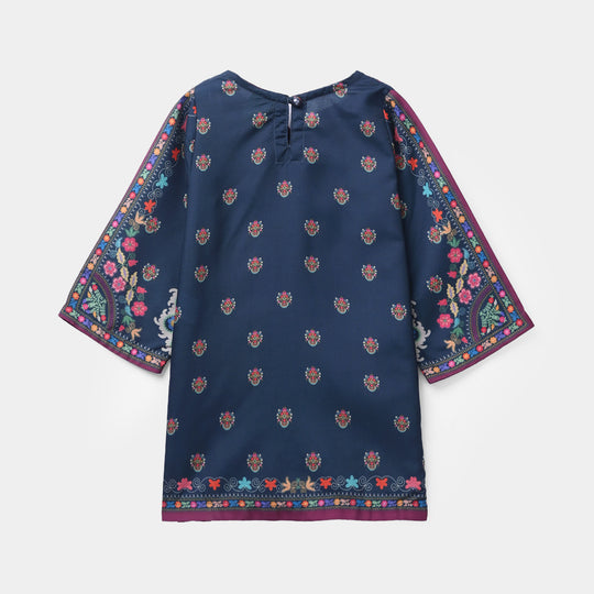 Infant Girls Poly Twill Printed 2Pcs - Blue