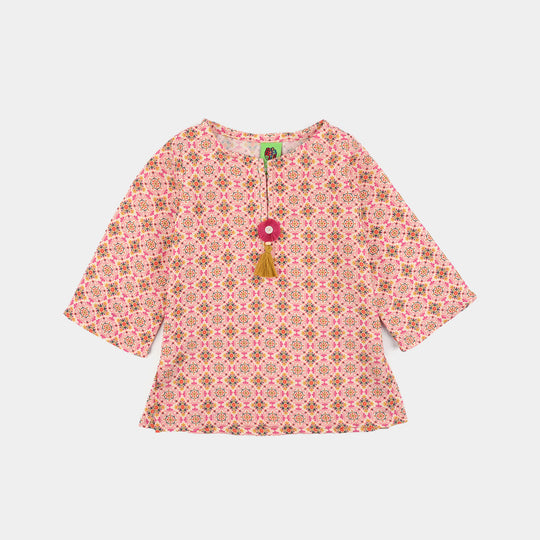 Infant Girls Poly Mesh Printed 2Pcs - Pink/Peach