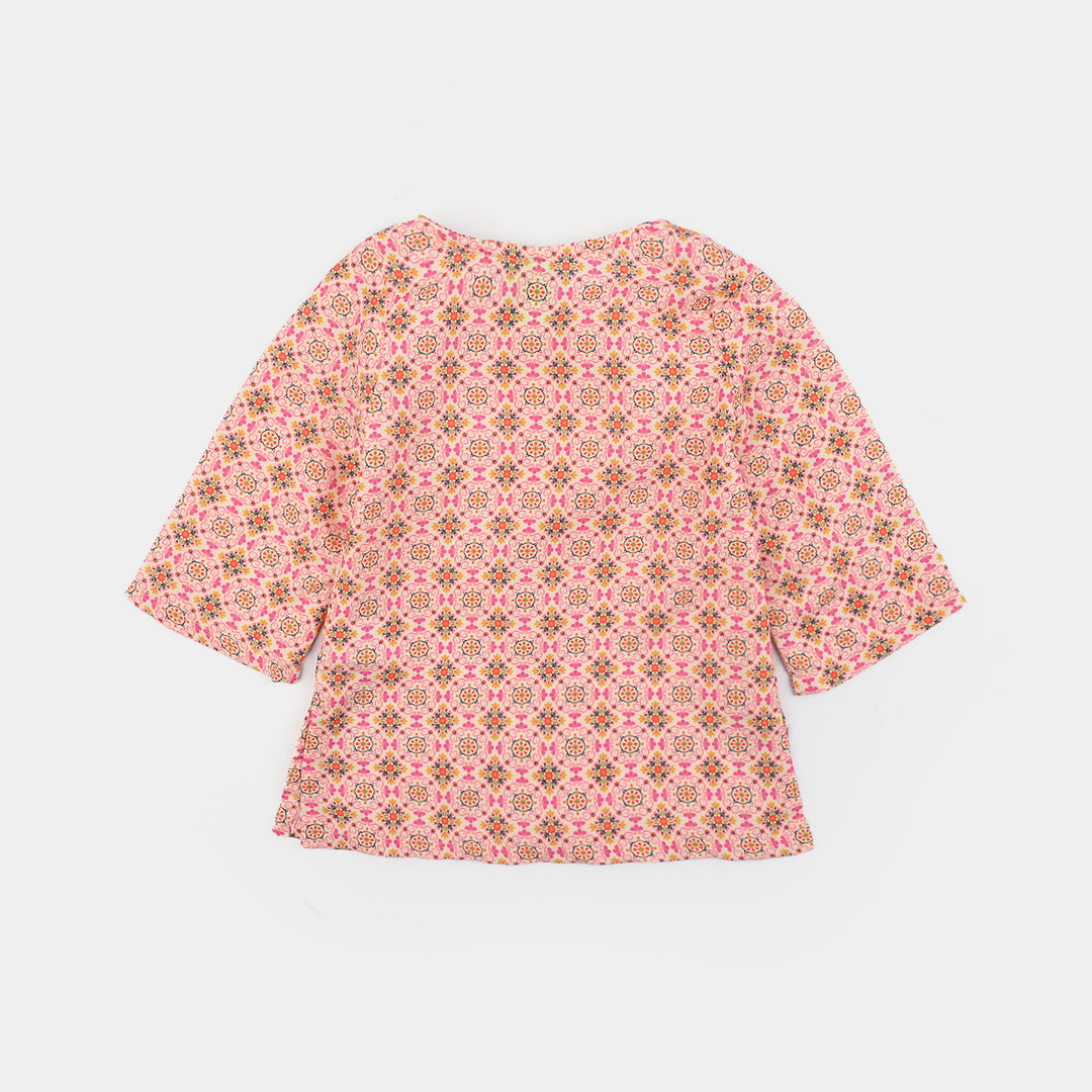 Infant Girls Poly Mesh Printed 2Pcs - Pink/Peach