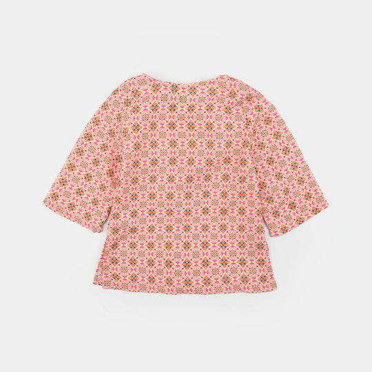 Infant Girls Poly Mesh Printed 2Pcs - Pink/Peach