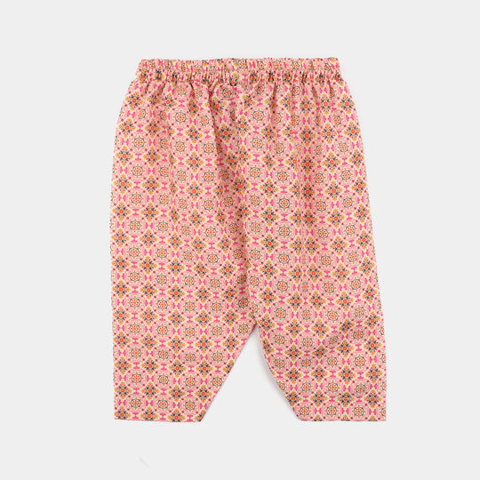 Infant Girls Poly Mesh Printed 2Pcs - Pink/Peach