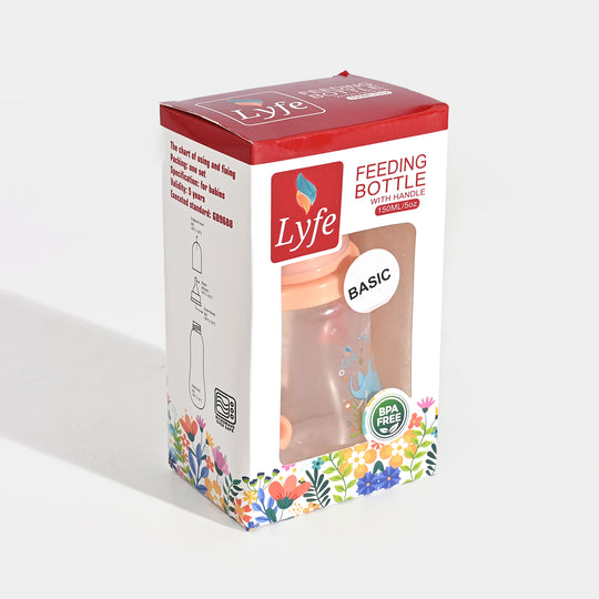 Lyfe Baby Plastic Feeding Bottle 5Oz |150ml |Basic Natural Orange