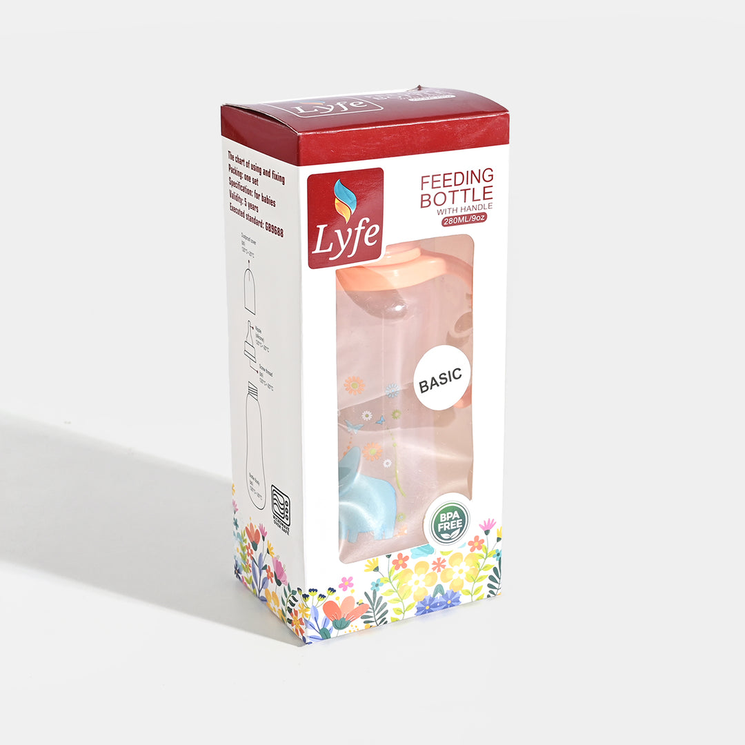 Lyfe Baby Plastic Feeding Bottle 9Oz |280ml |Natural Orange