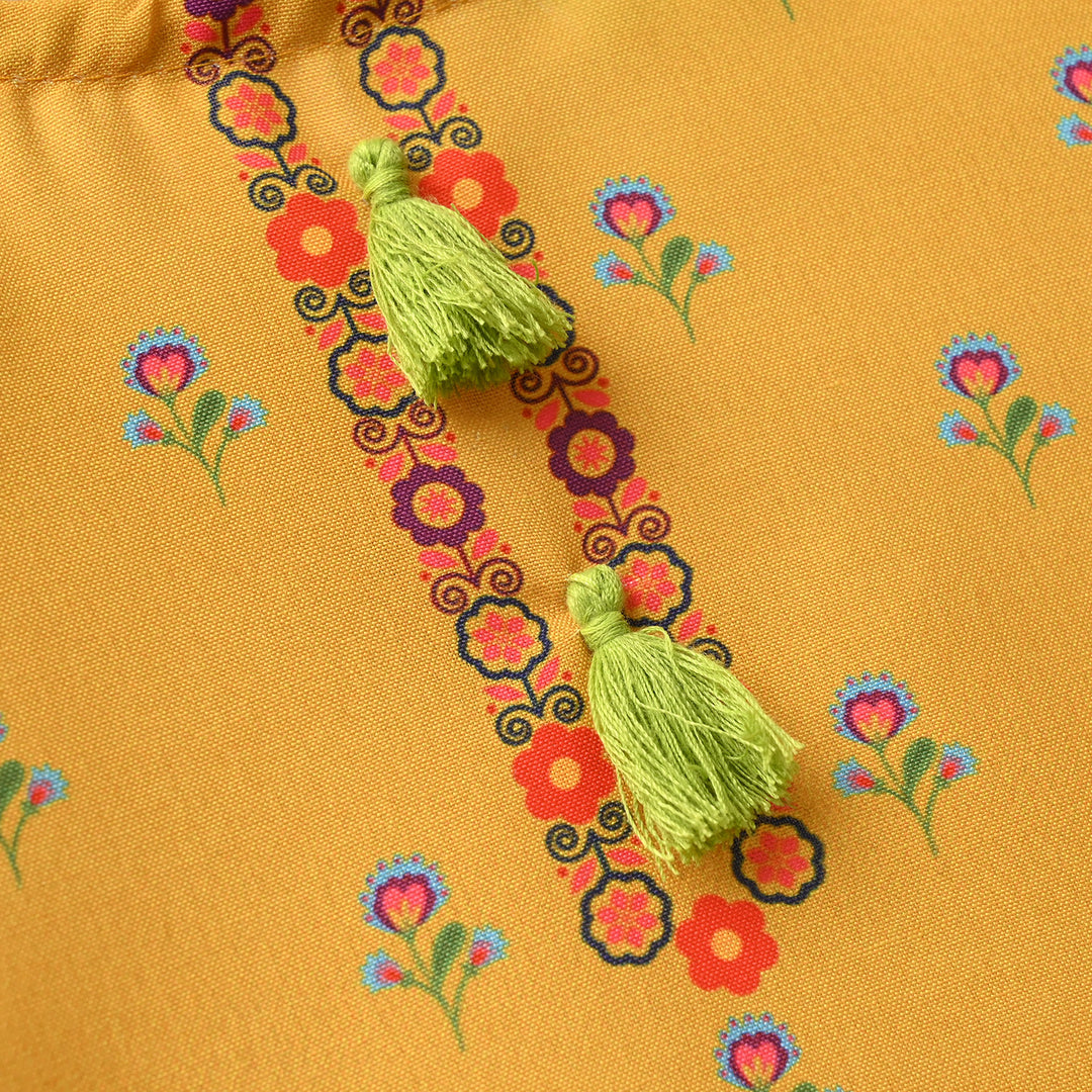 Infant Girls Poly Mesh Printed 2 Pcs Sunny-Mustard