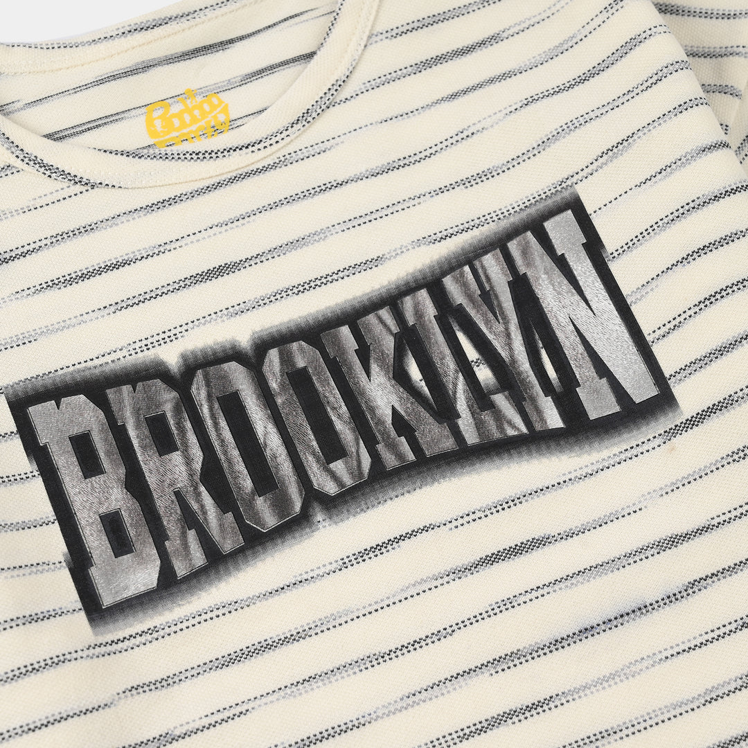 Boys Yarn Dyed T-Shirt (Brooklyn) - Brown