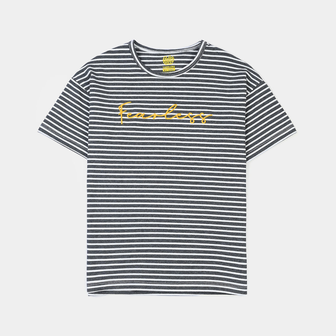 Boys Yarn Dyed T-Shirt (Fearless) - Grey