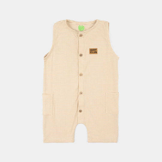 Infant Boys Yarn Dyed Knitted Rompers Surf Club - White