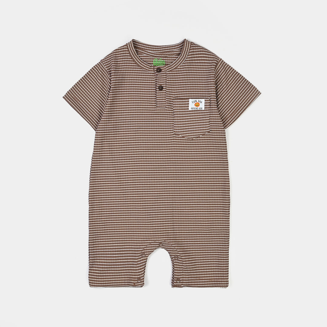 Infant Boys Yarn Dyed Knitted Romper (Fun Day) - Brown
