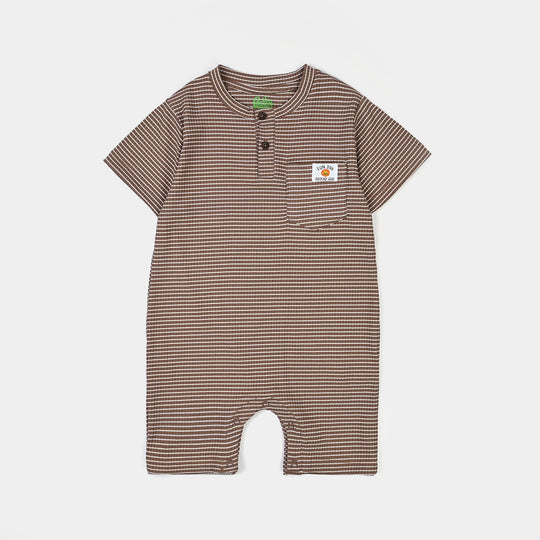 Infant Boys Yarn Dyed Knitted Romper (Fun Day) - Brown