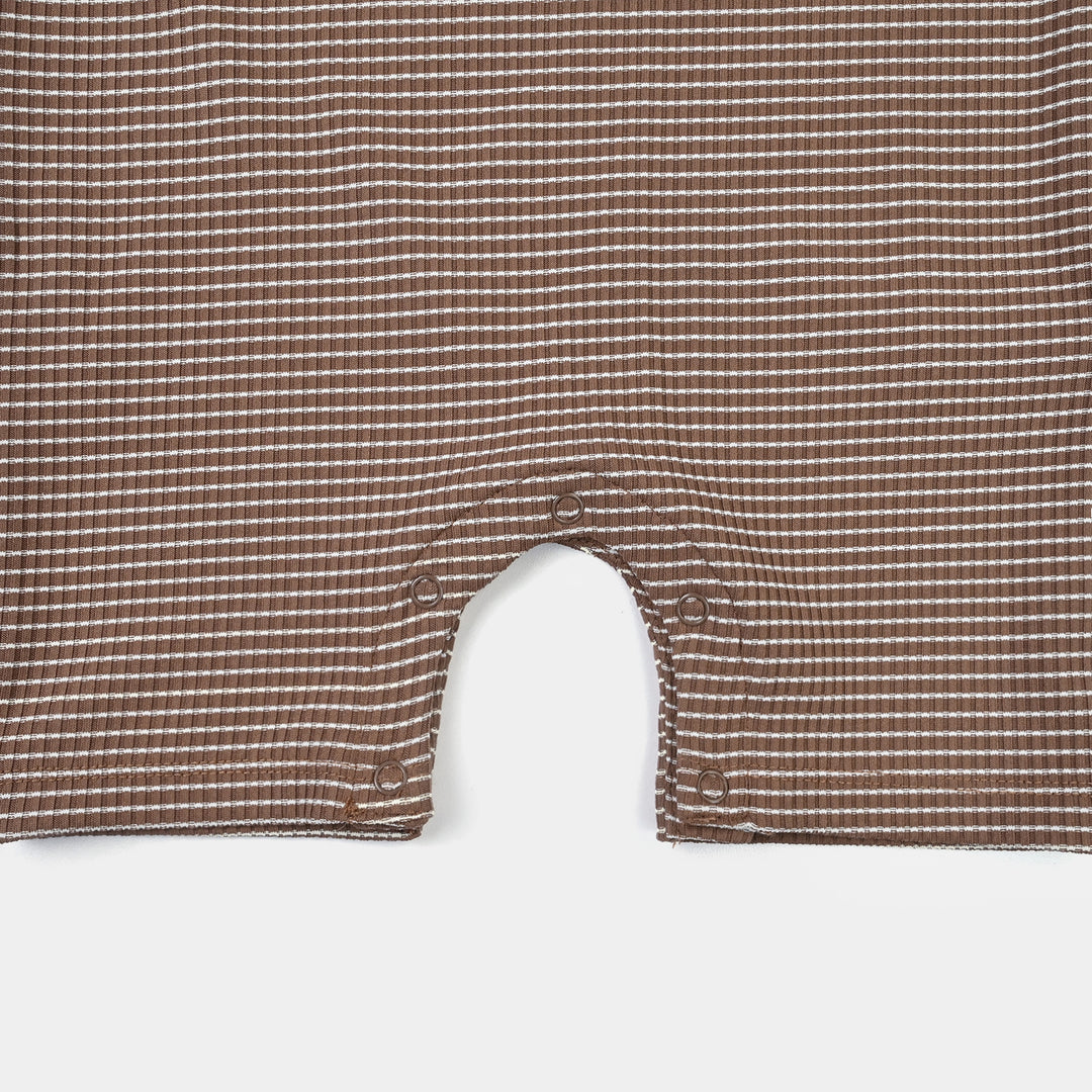 Infant Boys Yarn Dyed Knitted Romper (Fun Day) - Brown