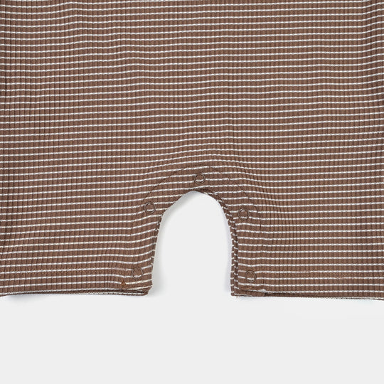 Infant Boys Yarn Dyed Knitted Romper (Fun Day) - Brown