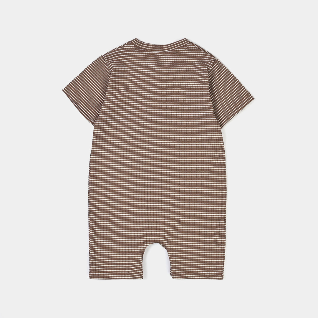 Infant Boys Yarn Dyed Knitted Romper (Fun Day) - Brown