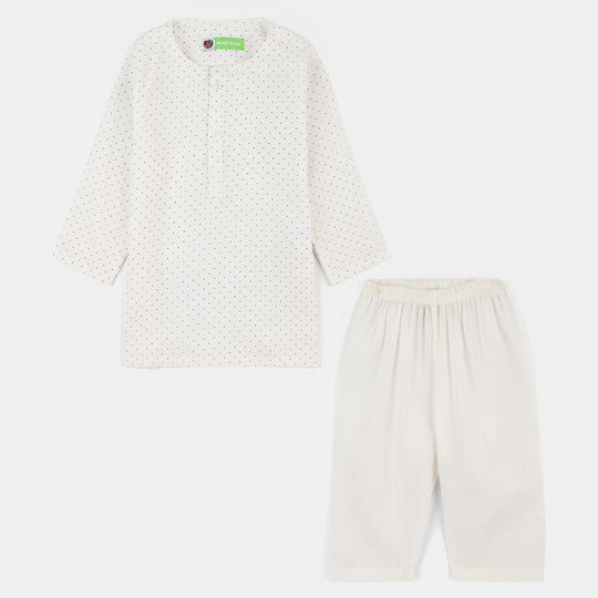 Infant Boys Poly Viscose Kurta Pajama - Off White