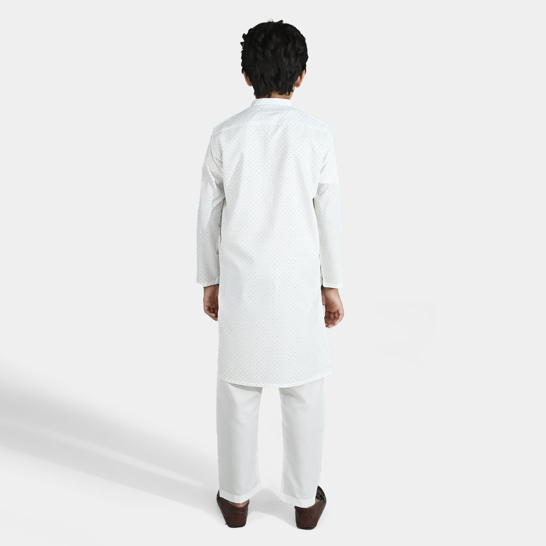 Boys Poly Viscose Kurta Pajama - Off White