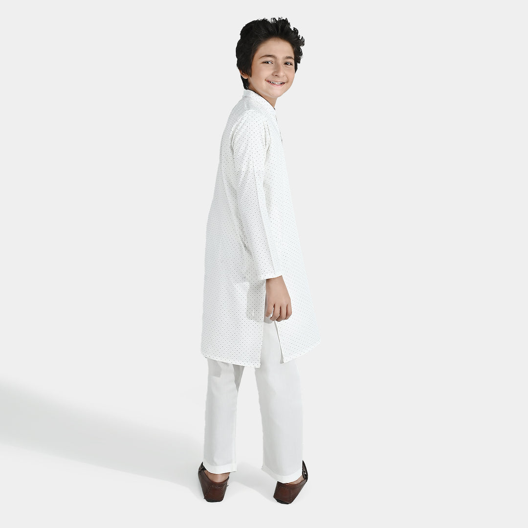 Boys Poly Viscose Kurta Pajama - Off White