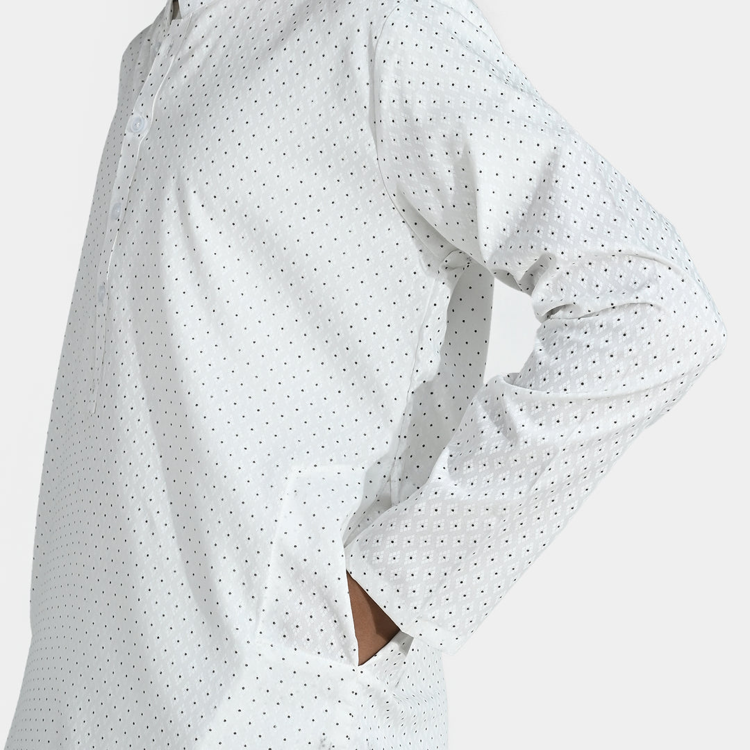 Boys Poly Viscose Kurta Pajama - Off White