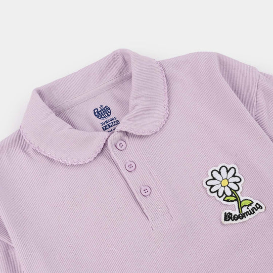 Girls 2x1 Rib T-Shirt (Daisy) - Lilac