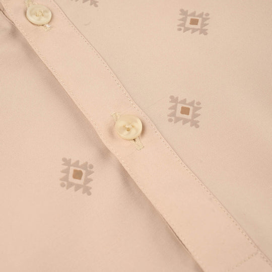 Infant Boys Poly Viscose Printed Kurta (Geometric) - Beige