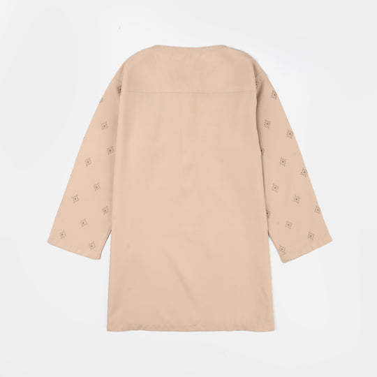Infant Boys Poly Viscose Printed Kurta (Geometric) - Beige