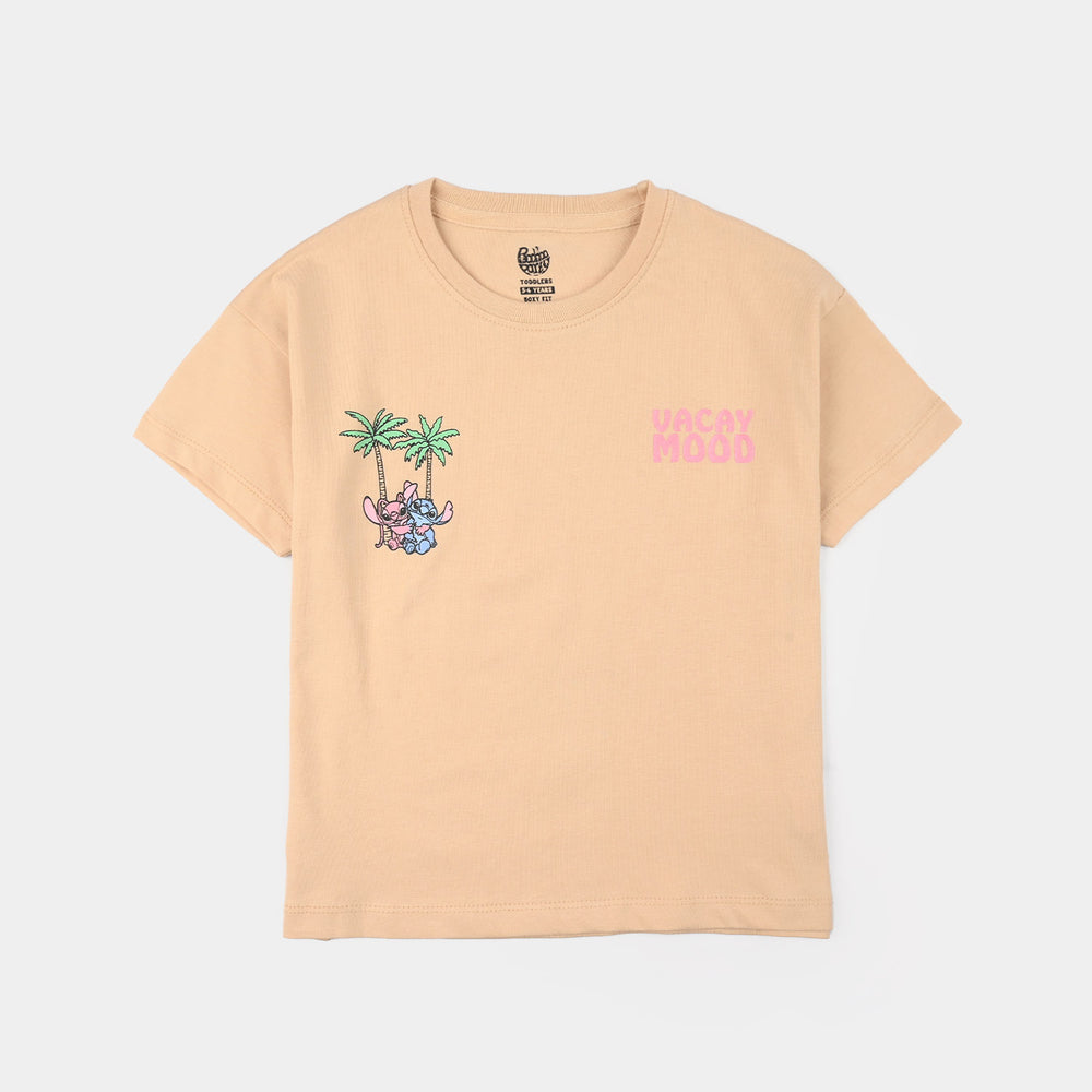 Girls Jersey/Terry T-Shirt (Vacay Mood) - Apricot