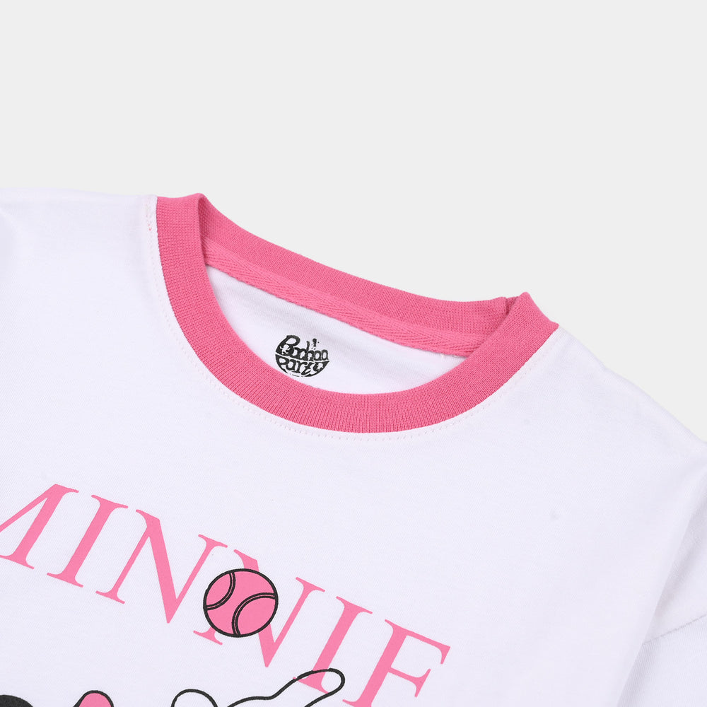Girls Jersey/Terry T-Shirt Character - White