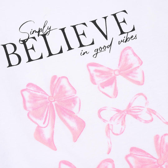 Girls Jersey/Terry T-Shirt (Believe) - White