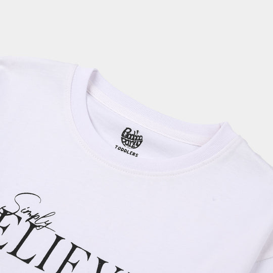 Girls Jersey/Terry T-Shirt (Believe) - White