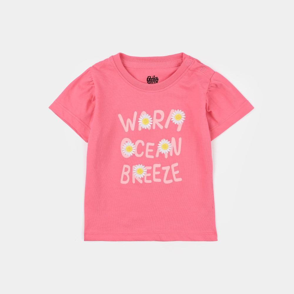 Infant Girls Jersey/Terry T-Shirt (Warm Ocean Breeze) - Plumeria