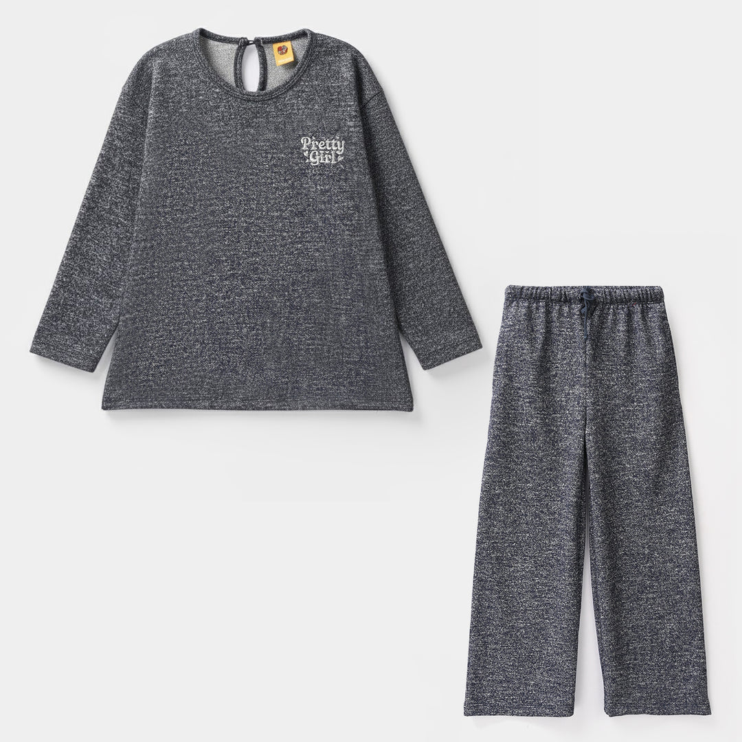 Girls Acrylic-Feather Lurex 2 Piece Pretty Girl-GREY