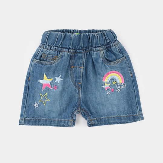 Infant Girls Denim Rigid Shorts - Mid Blue
