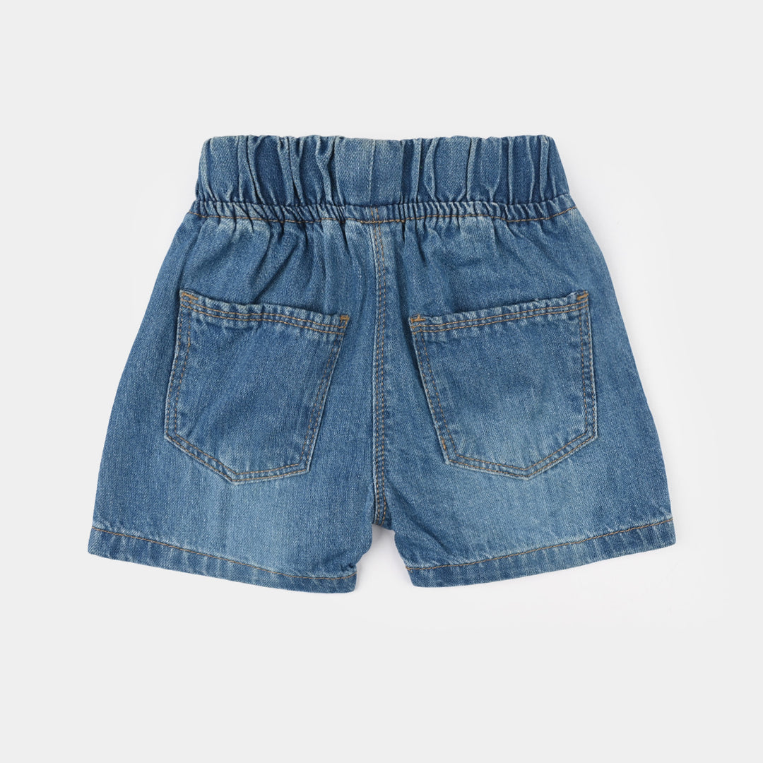 Infant Girls Denim Rigid Shorts - Mid Blue