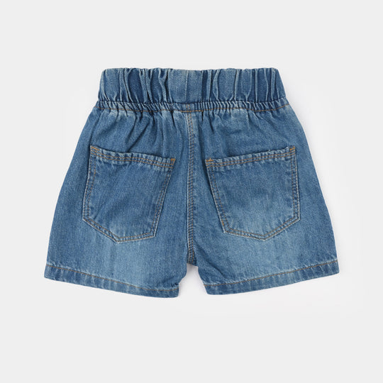 Infant Girls Denim Rigid Shorts - Mid Blue