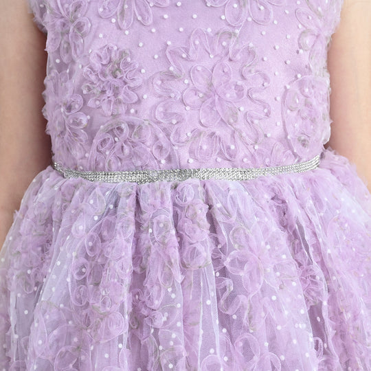 Girls Net Fancy Frock - Purple