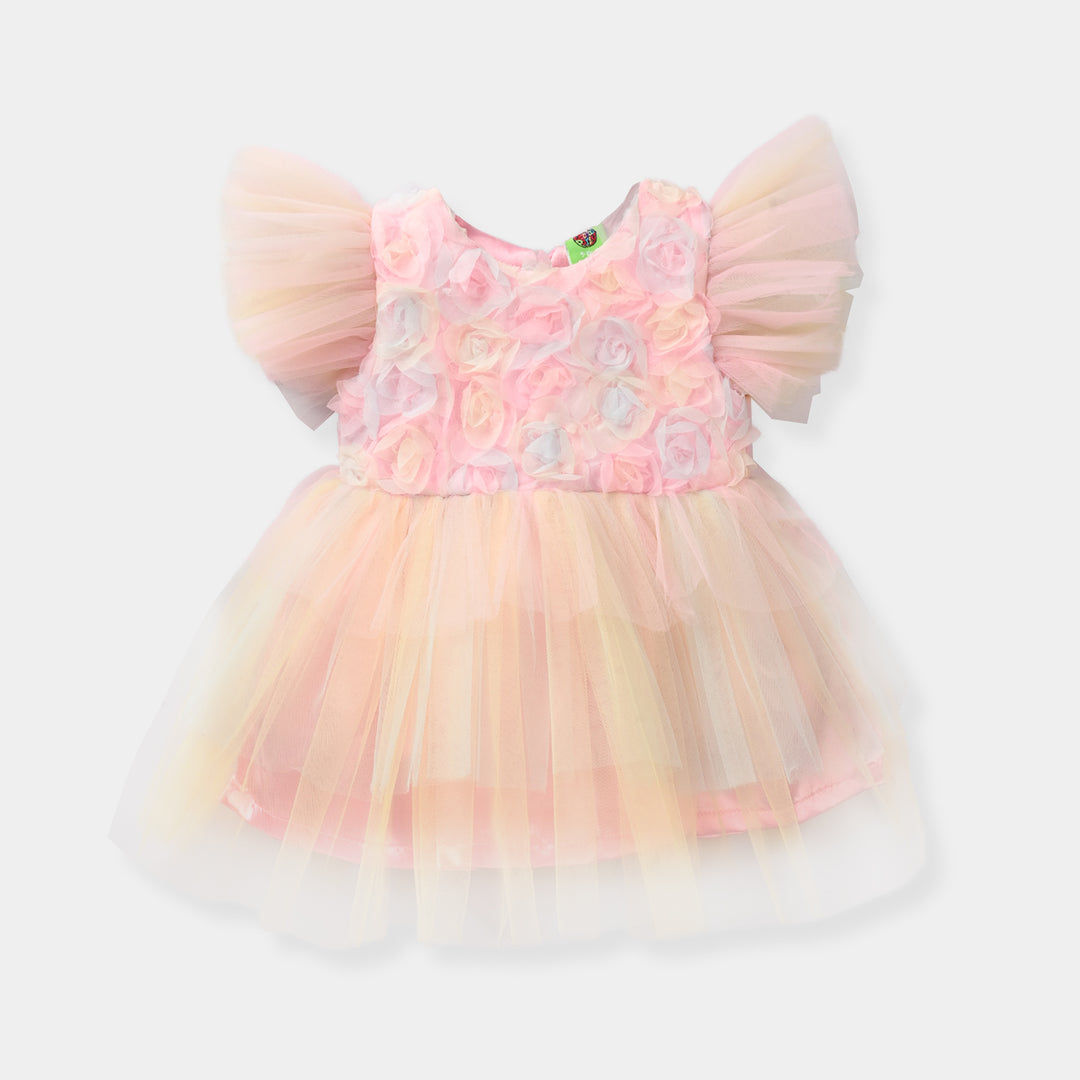 Infant Girls Net Fancy Frock-  Multi