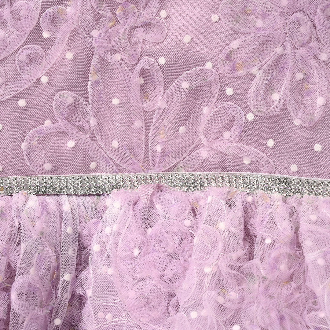 Infant Girls Net Fancy Frock - Purple
