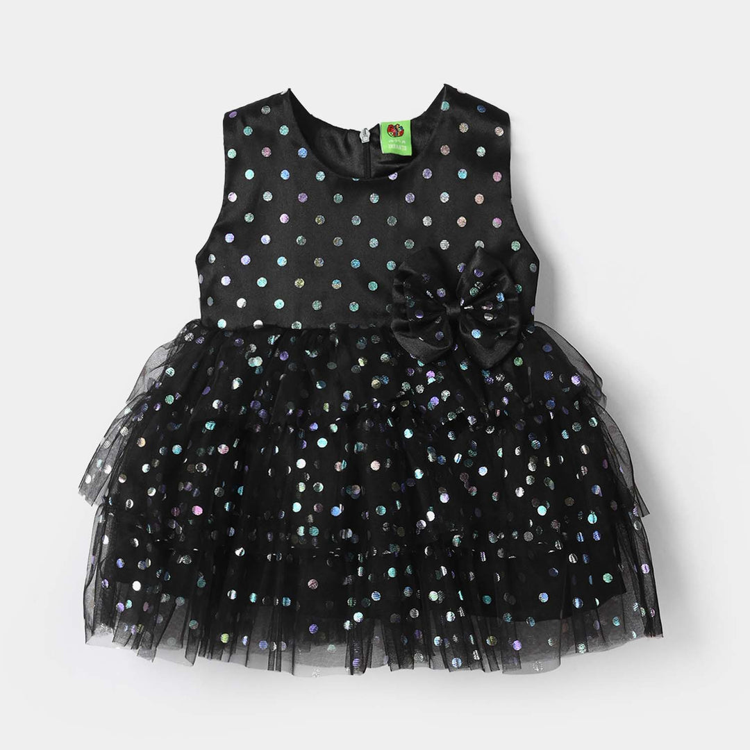 Infant Girls Net Fancy Frock (Glittery Dot) – Black