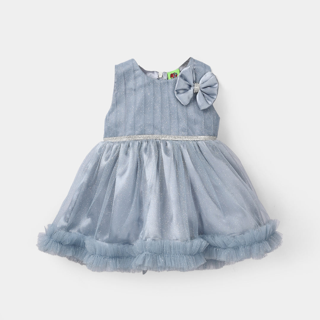 Infant Girls Net Fancy Frock - Grey