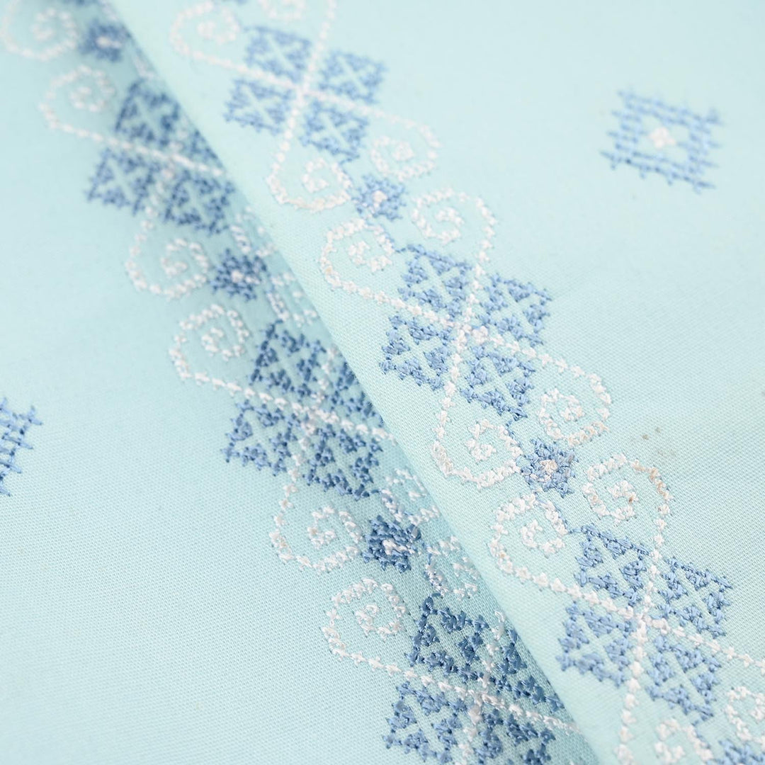 Boys Cotton Poplin 3Piece Suit (Cross Stitch) - Light Blue