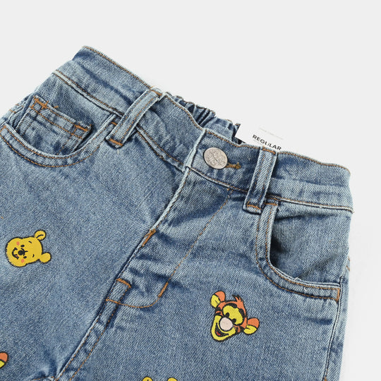 Infant Boys Denim Rigid Shorts (Winnie The) - Mid Blue