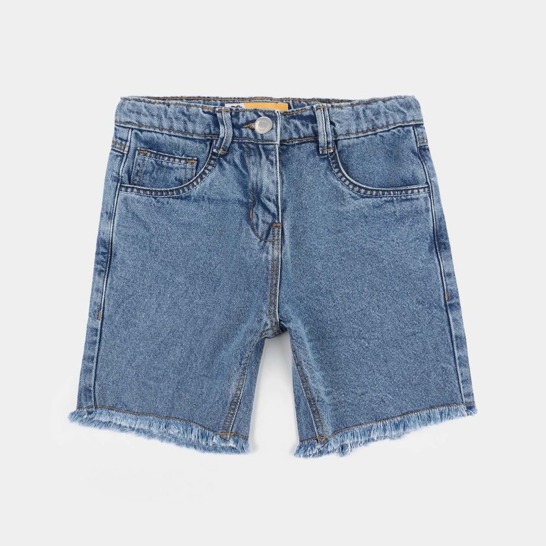 Girls Denim Rigid Shorts - Light Blue