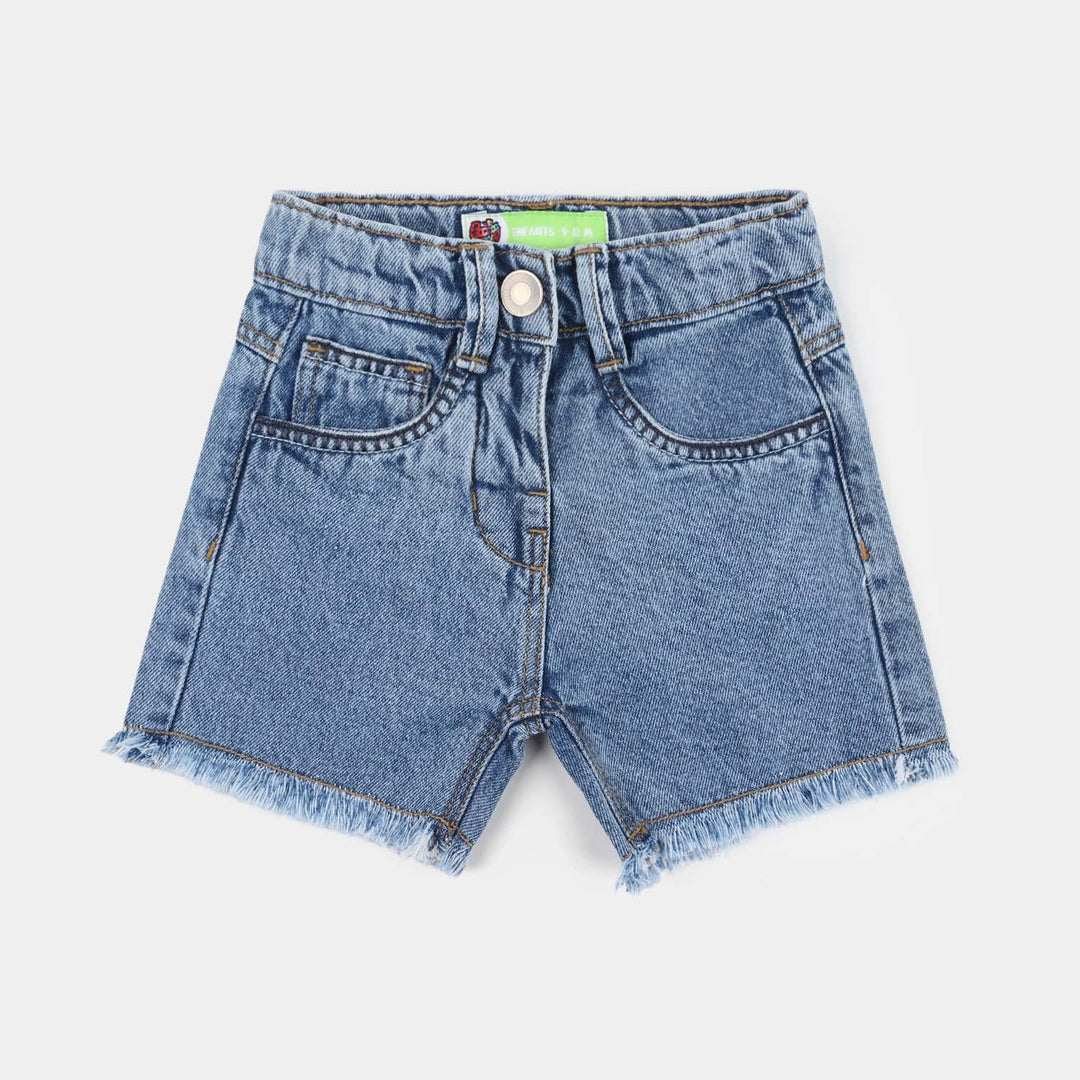Infant Girls Denim Rigid Shorts - Light Blue