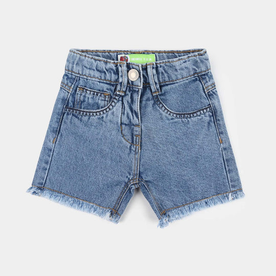 Infant Girls Denim Rigid Shorts - Light Blue
