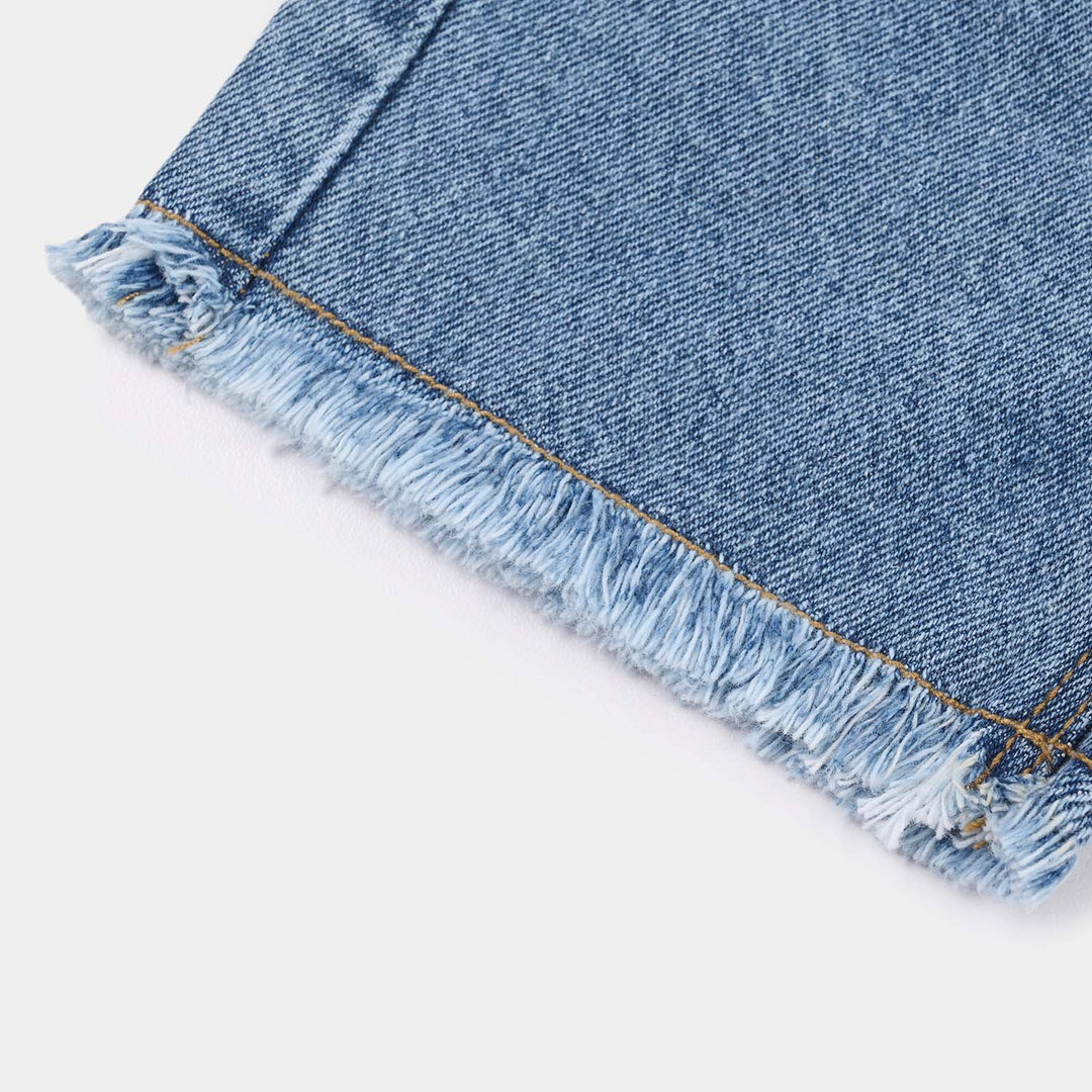 Infant Girls Denim Rigid Shorts - Light Blue