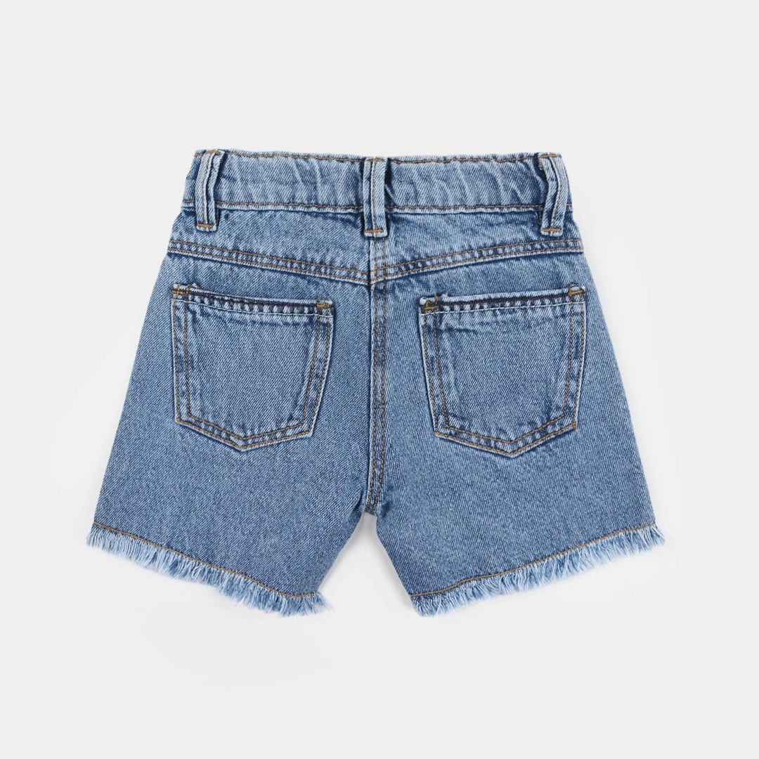 Infant Girls Denim Rigid Shorts - Light Blue