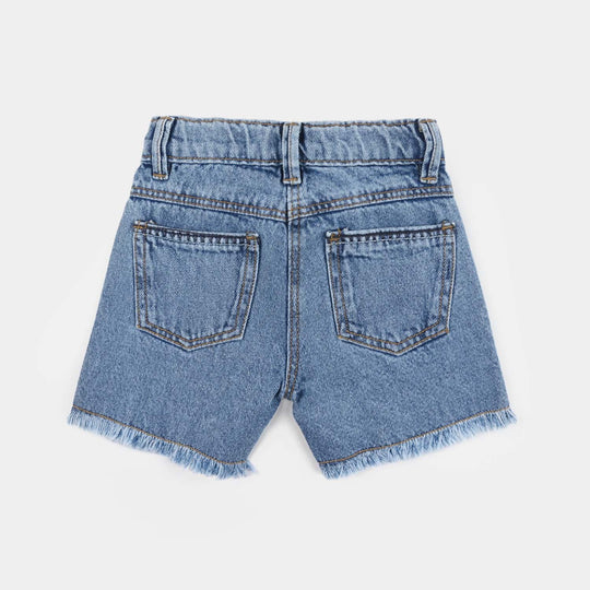 Infant Girls Denim Rigid Shorts - Light Blue