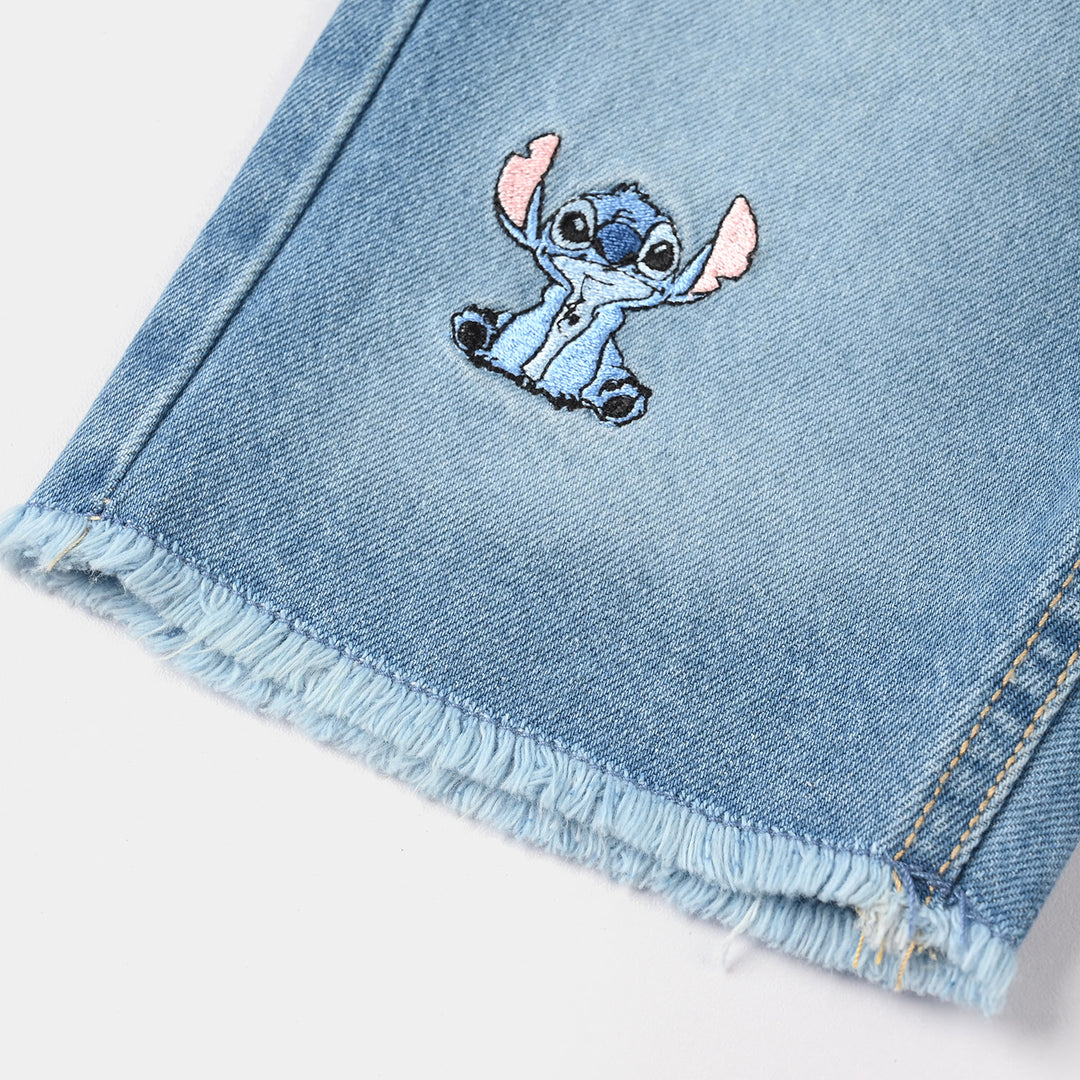 Girls Denim Rigid Short Stitch – Mid Blue