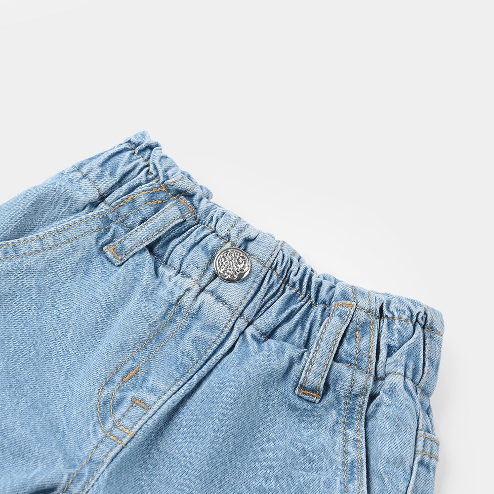 Infant Girls Denim Rigid Shorts - Light Blue